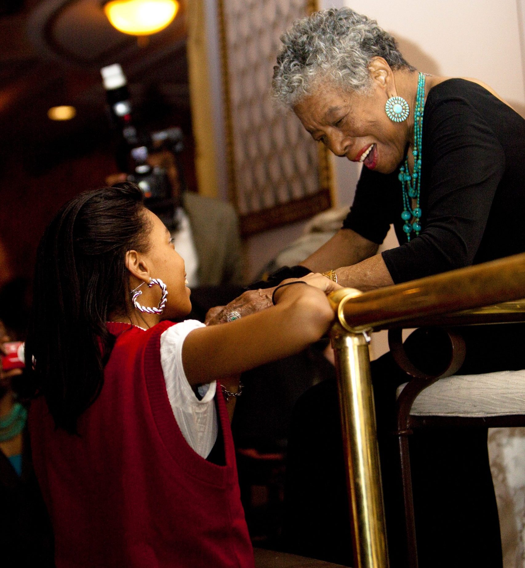 Maya Angelou With Student
